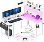 Mesa Pequena em L Aheaplus com LED e Portas de Carregamento
