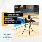 Mesa Petisqueira com Tampo Preto Apoio Petiscos Desmontável Dobrável Portátil De Plástico