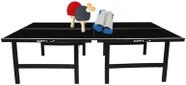 MESA PING PONG PRETA MDP 15mm KLOPF 1010 KLOPF OFICIAL + Kit Completo TENIS DE MESA com rede retratil Oficial