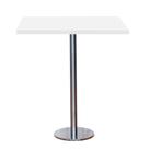 Mesa Pisa Beta Bistrô Fratini 107,50cm (A) Disco Redondo Inox Tampo MDP Quadrado Branco 70cm (L)