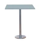 Mesa Pisa Beta Bistrô Fratini 107,50cm (A) Disco Redondo Inox Tampo MDP Quadrado Cinza 60cm (L)