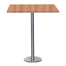 Mesa Pisa Beta Bistrô Fratini 107,50cm (A) Disco Redondo Inox Tampo MDP Quadrado Noce Nat 80cm (L)