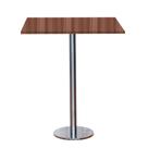 Mesa Pisa Beta Bistrô Fratini 107,50cm (A) Disco Redondo Inox Tampo MDP Quadrado Walnut 60cm (L)