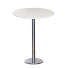 Mesa Pisa Beta Bistrô Fratini 107,50cm (A) Disco Redondo Inox Tampo MDP Redondo Branco 60cm (L)