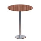 Mesa Pisa Beta Bistrô Fratini 107,50cm (A) Disco Redondo Inox Tampo MDP Redondo Walnut 70cm (L)