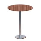 Mesa Pisa Beta Bistrô Fratini 107,50cm (A) Disco Redondo Inox Tampo MDP Redondo Walnut 80cm (L)