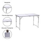 Mesa Portátil Camping Dobrável Com Alça Transporte de Alumínio 120xm x 60cm Branca