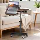 Mesa portátil com rodinhas para notebook, ajustável em altura e inclinação