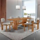 Mesa Portugal Tampo Laminado Barril 6 Cadeiras Nala Mobília Quartzo/imbuia Nat/cinam. Imbuia