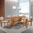 Mesa Portugal Tampo Laminado Barril 6 Cadeiras Nala Moderna Vel Creme /imbuia Nat/cinam. Imbuia
