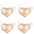 Mesa Posta Café da Manhã Conjunto 4 Xicaras + Pires