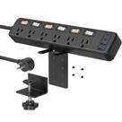 Mesa Power Strip Clamp Mount JUNNUJ com 6 tomadas e 4 portas USB