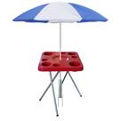 Mesa Praia Petisqueira Alta Dobrável E Sup. Guarda-sol Chão