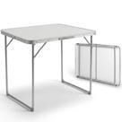 Mesa Prática Vira Maleta Camping de Alumínio 80cm x 60cm Branca ZELT