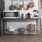 Mesa Profissional Multiuso em Inox com Prateleira Estrutura Robusta para Cozinhas Industriais e Clínicas