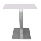 Mesa Quadrada Alpha Inox Cor Prata 73,50 cm (Altura) com Tampo em MDP Quadrado 60 cm Branco