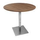 Mesa Quadrada Alpha Inox Cor Prata 73,50 cm (Altura) com Tampo em MDP Redonda 70 cm Imbuia Mesa Quadrada Alpha Inox Cor Prata 73,50 cm (Altura) com Tampo em MDP Redonda 70 cm Imbuia