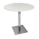 Mesa Quadrada Alpha Inox Cor Prata 73,50 cm (Altura) com Tampo em MDP Redonda 80 cm Branco