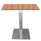 Mesa Quadrada Alpha Inox Prata 73,50 cm (Altura) Tampo MDP Quadrado 60 cm Noce Naturalle (Larg)