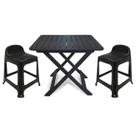 Mesa Quadrada Dobrável 80x72cm Preta + 2 Banquetas Com Encosto Mesa Quadrada Dobrável 80x72cm Preta + 2 Banquetas Com Encosto