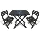 Mesa Quadrada Dobrável 80x72cm Preta + 2 Cadeiras Dobráveis Bistrô