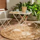 Mesa Quadrada Dobravel Aco Redonda Creme 70x70x71cm - Paris Colorido