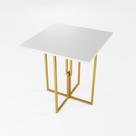 Mesa Quadrada Industrial 70cm Dourada Tampo Madeira Branco Mesa Quadrada Industrial 70cm Dourada Tampo Madeira Branco