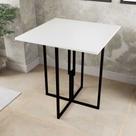 Mesa Quadrada Industrial 70cm Preta Tampo Madeira Branco Mesa Quadrada Industrial 70cm Preta Tampo Madeira Branco