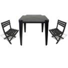 Mesa Quadrada Plástico Monobloco 70cm Preta + 2 Cadeiras Dobráveis