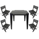 Mesa Quadrada Plástico Monobloco 70cm Preta + 4 Cadeiras Dobráveis