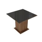 Mesa Quadrada Rustic Preto Tampo de Vidro Madesa 5363