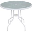 Mesa Redonda 90 x 90 cm em Aluminio com Tampo de Vidro Branca Bel