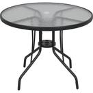 Mesa Redonda 90 X 90 cm em Alumínio com Tampo de Vidro Preta Bel