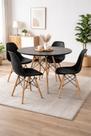 Mesa Redonda 90cm Com 4 Cadeiras Eames Eiffel Pés De Madeira Moderna Jantar Cozinha Preta