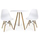 Mesa Redonda Cozinha Jantar 60cm 2 Cadeiras Pés Madeira