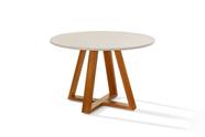Mesa Redonda de Jantar Bela Com Pés Madeira Tampo Vidro/MDF