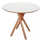 Mesa Redonda de Madeira 60cm Jantar Varanda Área Gourmet - June Branca