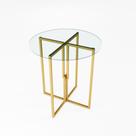 Mesa Redonda Dourada 80cm Tampo Vidro Industrial Mesa Redonda Dourada 80cm Tampo Vidro Industrial