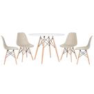 Mesa redonda Eames 100 cm branco + 4 cadeiras Eiffel DSW - Nude