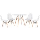 Mesa redonda Eames 100 cm branco + 4 cadeiras estofadas Eiffel Botonê - Branco