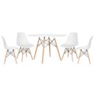 Mesa redonda Eames 120 cm + 4 cadeiras Eames DSW - Branco