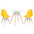 Mesa redonda Eames 70 cm + 2 cadeiras Eiffel DSW - Amarelo