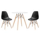 Mesa Redonda Eames 70 Cm + 2 Cadeiras Eiffel Dsw Mesa Branca Com Cadeiras Pretas