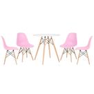 Mesa redonda Eames 70 cm + 4 cadeiras Eiffel DSW - Rosa
