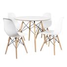 Mesa Redonda Eames Chanfrada 90cm Branca com 4 Cadeiras Eames DSW Branca - La Mobilia Mesa Redonda Eames Chanfrada 90cm Branca com 4 Cadeiras Eames DSW Branca - La Mobilia