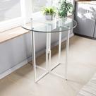 Mesa Redonda Industrial 80cm Branca Tampo de Vidro Temperado