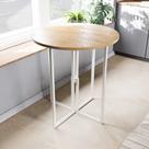 Mesa Redonda Industrial 80cm Branca Tampo Madeira Pinus