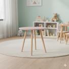 Mesa Redonda Infantil 65x65cm Tampo MDF Pés Pinus Leve Cor:Rosê