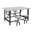 Mesa Refeitorio 6 Lugares 80X180x150 Banco Retratil Branco