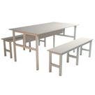 Mesa Refeitório 6 Lugares com 2 Bancos Metal Wood Design